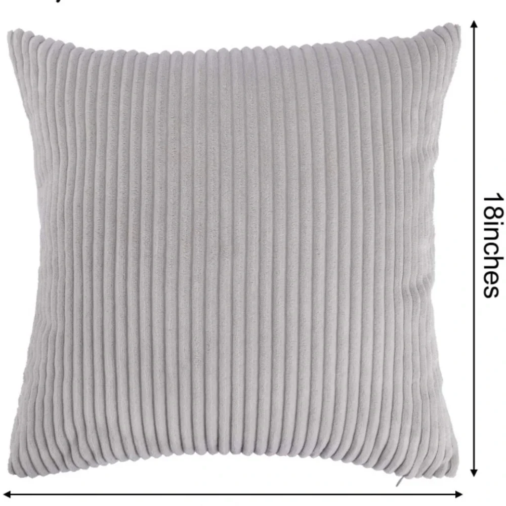 Luxury Home | Elegant Chic Light Grey Soft Corduroy Striped Throw Pillow Covers